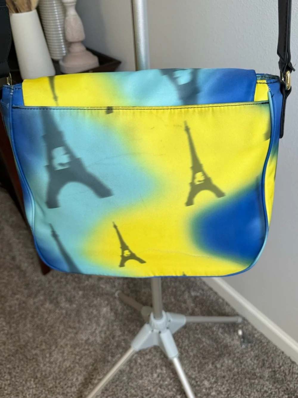 Karl Lagerfeld Paris Cara nylon Blue & Yellow Gradient‎ Eiffel Crossbody Bag